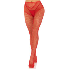 Чулки Leg Avenue Crotchless Net Tights with Heart Backseam Red One Size