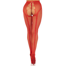 Чулки Leg Avenue Crotchless Net Tights with Heart Backseam Red One Size