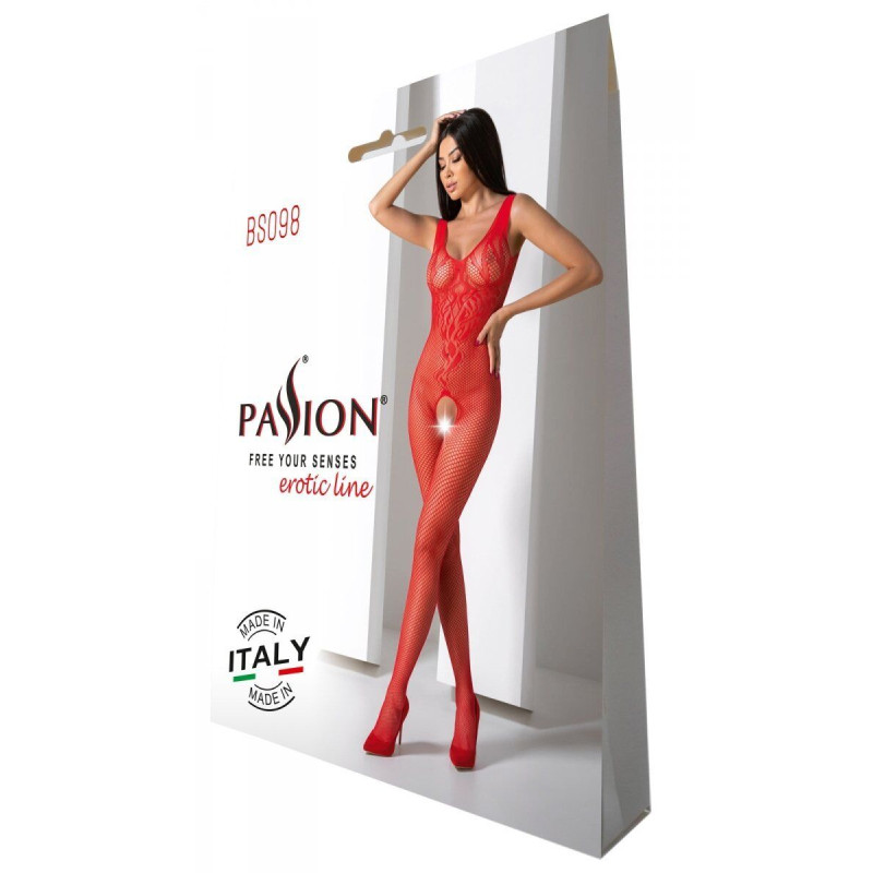 Бодистокинг с крыльями Passion BS098 One Size, red, средняя сетка, открытый доступ Бодистокинг с крыльями Passion BS098 One Size, red, средняя сетка, открытый доступ