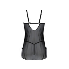 Пеньюар Passion DROSERA CHEMISE black, L/XL, кружевной лиф со стрепами, трусики в комплекте