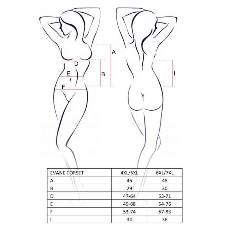 Вечірній Корсет Passion EVANE CORSET 6XL/7XL Чорний