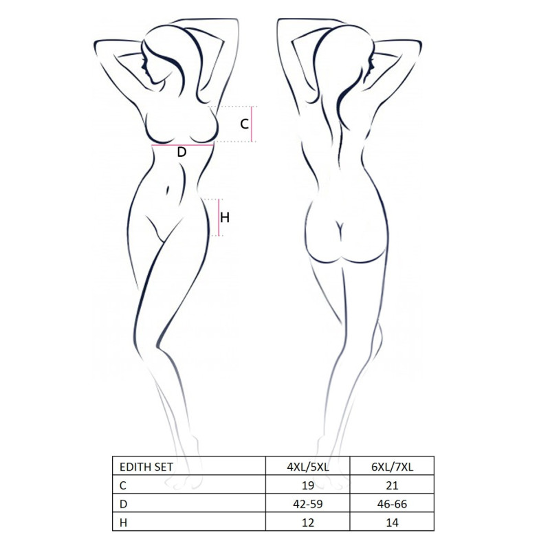 Еротичний комплект Passion EDITH SET 4XL/5XL Чорний Еротичний комплект Passion EDITH SET 4XL/5XL Чорний