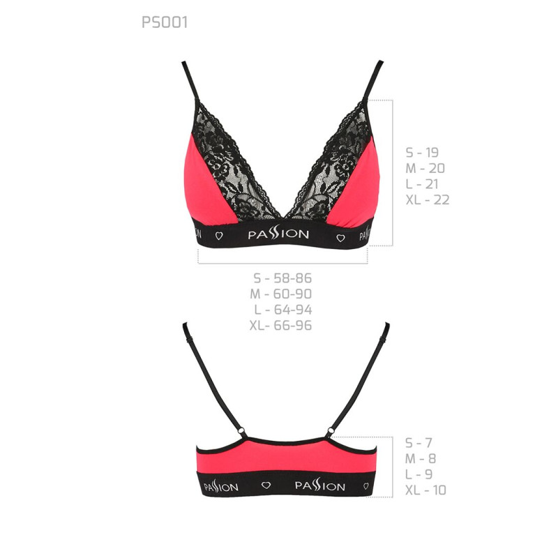 Еластичний топ з мереживом Passion PS001 TOP M, red-black Еластичний топ з мереживом Passion PS001 TOP M, red-black