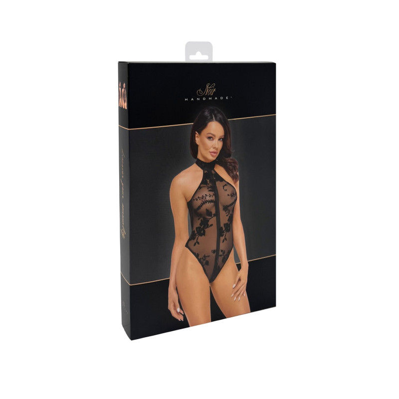 Боді Noir Handmade F314 Ego flocked mesh halter bodysuit - S Боді Noir Handmade F314 Ego flocked mesh halter bodysuit - S