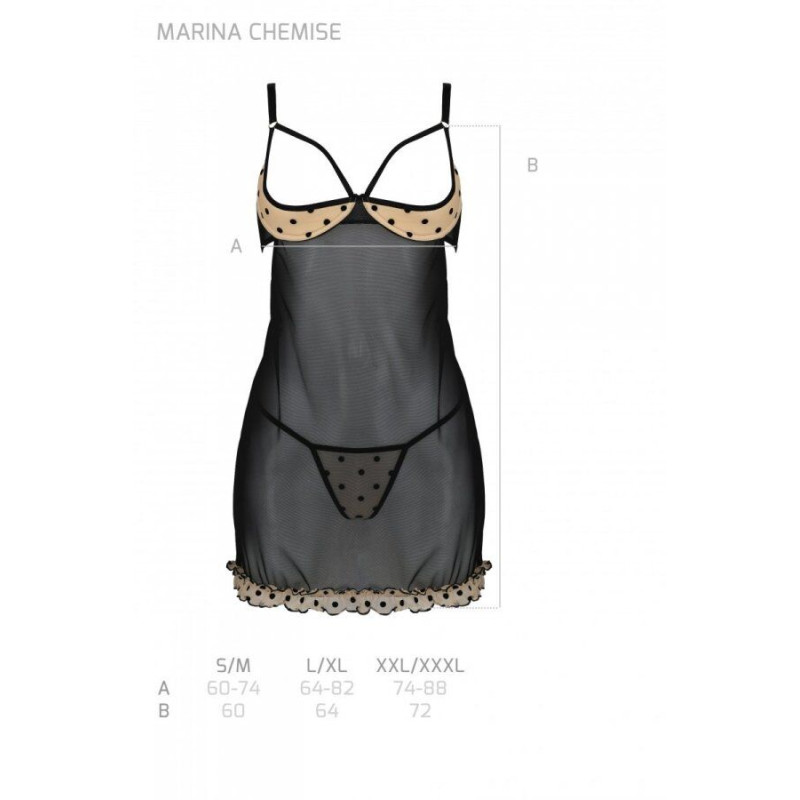 Эротический пеньюар Passion MARINA CHEMISE, S/M, beige Эротический пеньюар Passion MARINA CHEMISE, S/M, beige