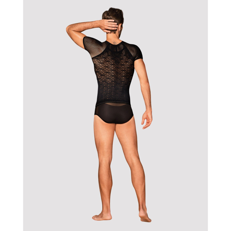 Мужская полупрозрачная футболка с орнаментом Obsessive T102 T-shirt S/M/L, черная Мужская полупрозрачная футболка с орнаментом Obsessive T102 T-shirt S/M/L, черная