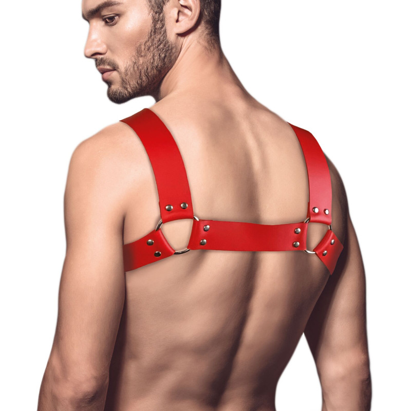 Мужская портупея на грудь из натуральной кожи Feral Feelings - Bulldog Harness Red Мужская портупея на грудь из натуральной кожи Feral Feelings - Bulldog Harness Red