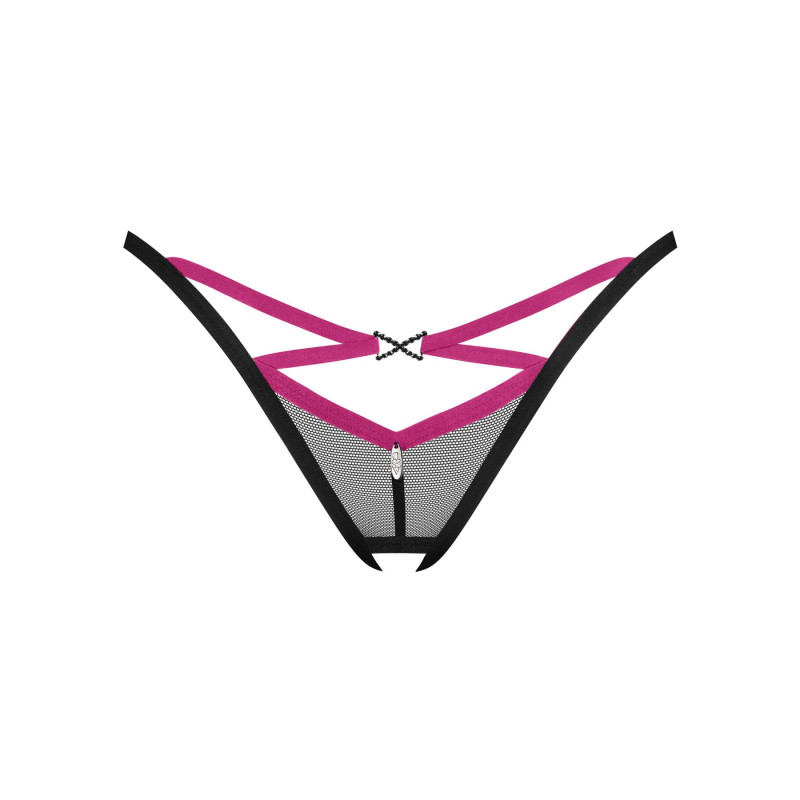 Трусики-стринги Obsessive Novenes crotchless thong, M/L, сетка, стрепы, украшение со стразами, откры Трусики-стринги Obsessive Novenes crotchless thong, M/L, сетка, стрепы, украшение со стразами, откры