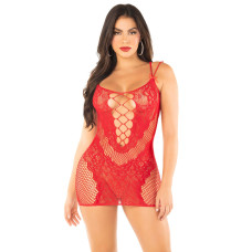 Сукня Leg Avenue Lace and Net Mini Dress with Dual Strap One Size, Red