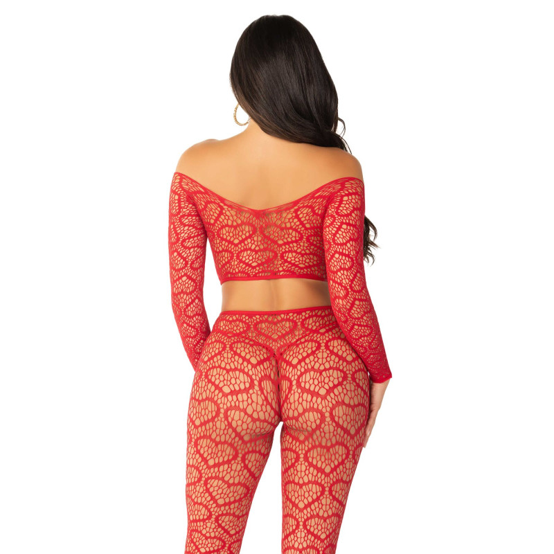 Комплект Leg Avenue Off The Shoulder Top and Footless Tights One Size, Red Комплект Leg Avenue Off The Shoulder Top and Footless Tights One Size, Red