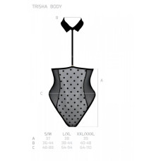 Еротичне боді Passion TRISHA BODY, XXL/XXXL, black, з відкритими чашками