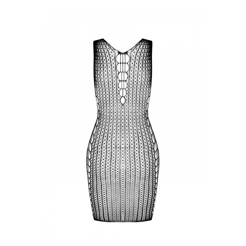 Мини-платье с вертикальным узором Passion BS097 One Size, black, плетение по бокам Мини-платье с вертикальным узором Passion BS097 One Size, black, плетение по бокам