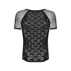 Мужская полупрозрачная футболка с орнаментом Obsessive T102 T-shirt S/M/L, черная
