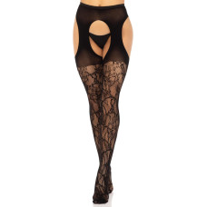 Чулки Leg Avenue Eyelet lace suspender hose Black One Size