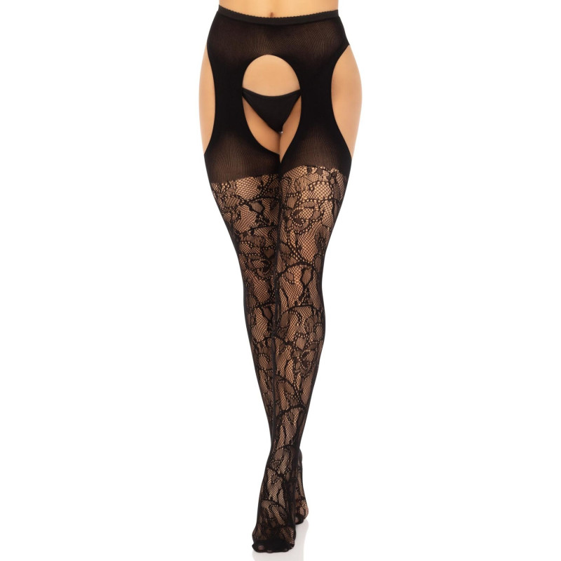 Чулки Leg Avenue Eyelet lace suspender hose Black One Size Чулки Leg Avenue Eyelet lace suspender hose Black One Size