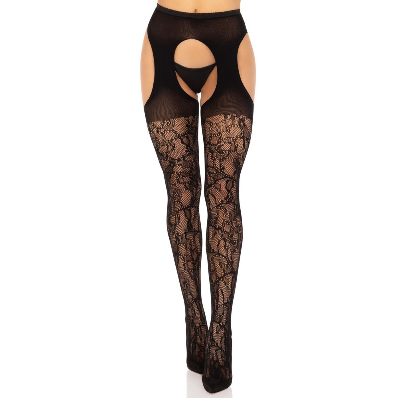 Чулки Leg Avenue Eyelet lace suspender hose Black One Size Чулки Leg Avenue Eyelet lace suspender hose Black One Size