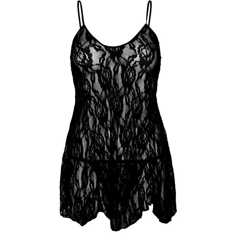 Сорочка беби-долл Leg Avenue Rose Lace Flair Chemise Black, One Size Сорочка беби-долл Leg Avenue Rose Lace Flair Chemise Black, One Size