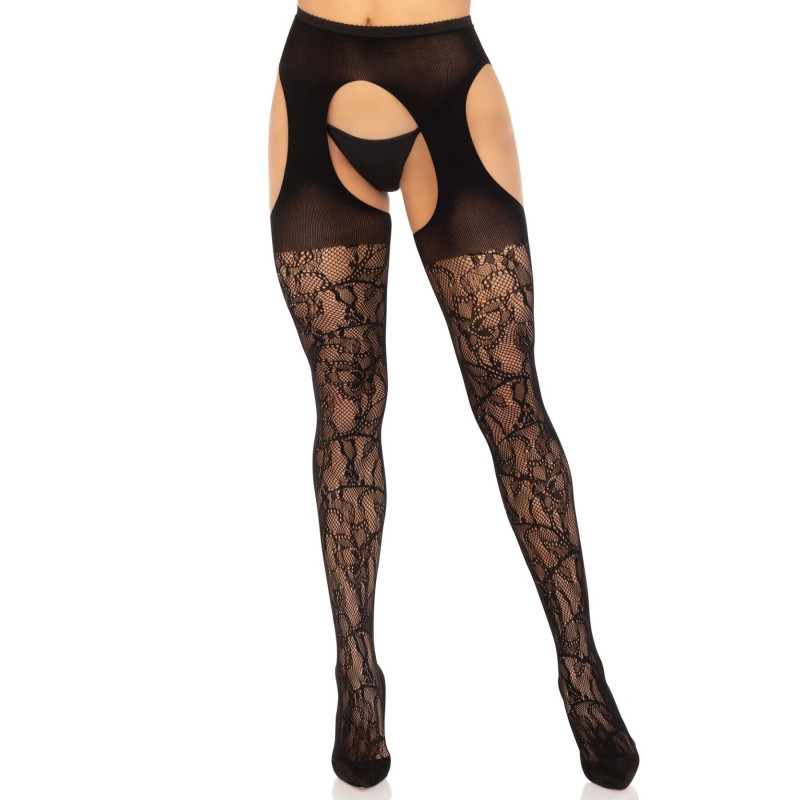 Чулки Leg Avenue Eyelet lace suspender hose Black One Size Чулки Leg Avenue Eyelet lace suspender hose Black One Size