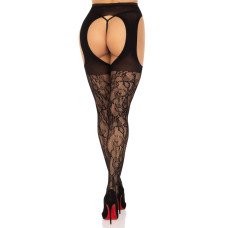 Чулки Leg Avenue Eyelet lace suspender hose Black One Size