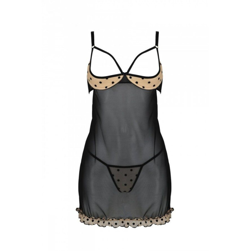 Эротический пеньюар Passion MARINA CHEMISE, S/M, beige Эротический пеньюар Passion MARINA CHEMISE, S/M, beige