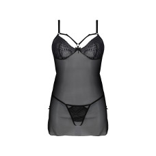 Пеньюар Passion DROSERA CHEMISE black, S/M, кружевной лиф со стрепами, трусики в комплекте