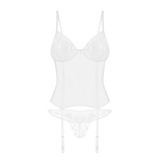 Корсет Obsessive Alissium corset & thong, M/L, гнучкі кісточки, відкрита спина, стрінги в комплекті