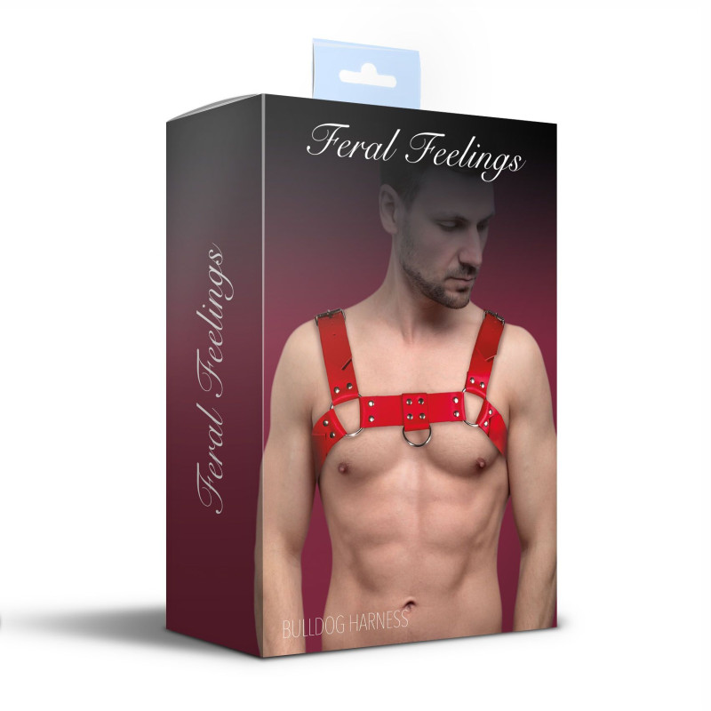 Мужская портупея на грудь из натуральной кожи Feral Feelings - Bulldog Harness Red Мужская портупея на грудь из натуральной кожи Feral Feelings - Bulldog Harness Red