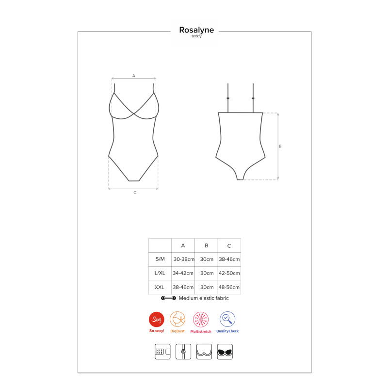 Боди Obsessive Rosalyne Красный S/M