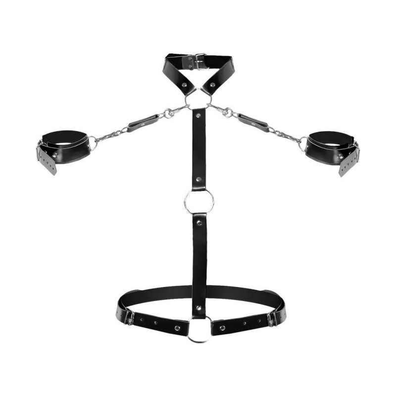 Шкіряна жіноча портупея з наручниками Art of Sex - Ursula чорна XS-2XL Шкіряна жіноча портупея з наручниками Art of Sex - Ursula чорна XS-2XL