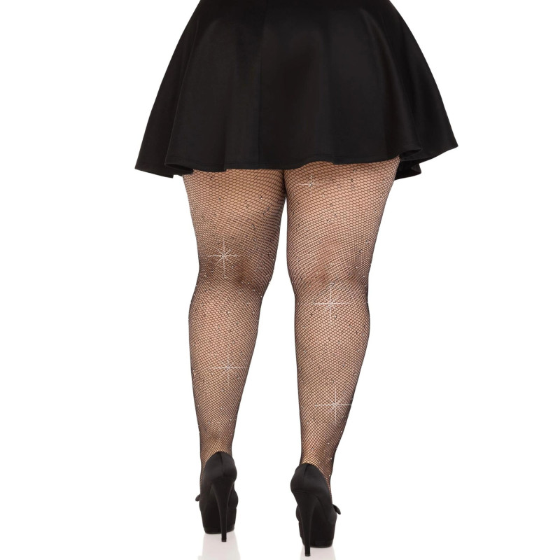 Колготки Leg Avenue Rhinestone micro net tights Plus size Black, дрібна сітка, стрази Колготки Leg Avenue Rhinestone micro net tights Plus size Black, дрібна сітка, стрази