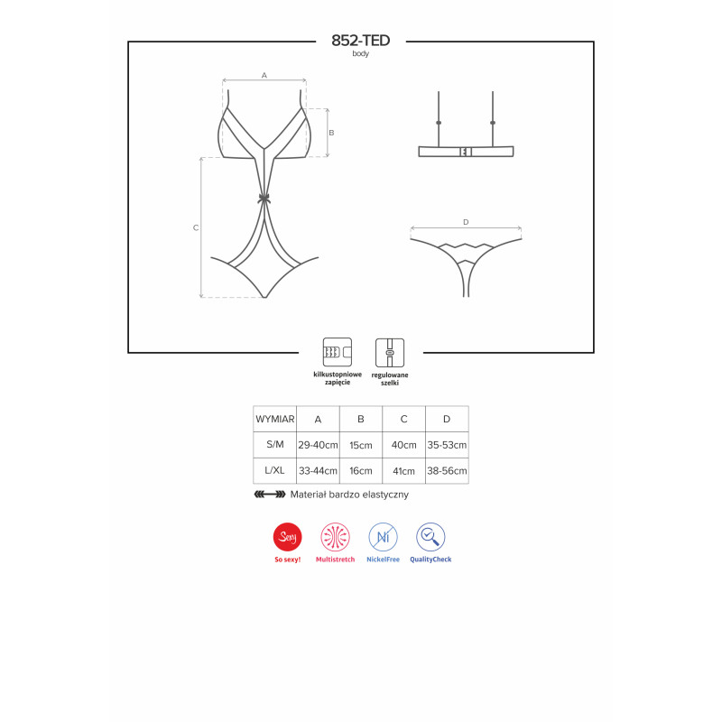 Боді Obsessive 852-TED-1 Чорний L/XL Боді Obsessive 852-TED-1 Чорний L/XL