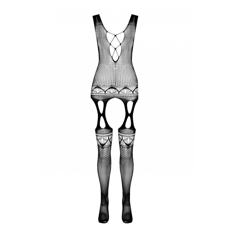 Бодистокинг с плетением на груди Passion BS099 One Size, black, открытый доступ, имитация подвязок Бодистокинг с плетением на груди Passion BS099 One Size, black, открытый доступ, имитация подвязок