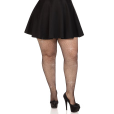 Колготки Leg Avenue Rhinestone micro net tights Plus size Black, мелкая сетка, стразы