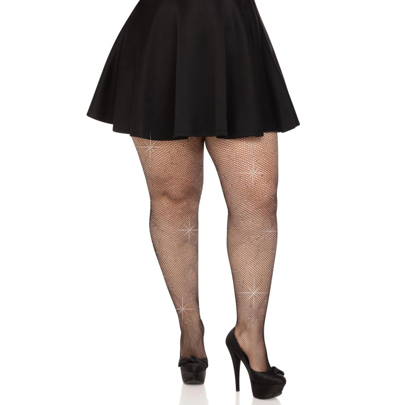 Колготки Leg Avenue Rhinestone micro net tights Plus size Black, дрібна сітка, стрази Колготки Leg Avenue Rhinestone micro net tights Plus size Black, дрібна сітка, стрази