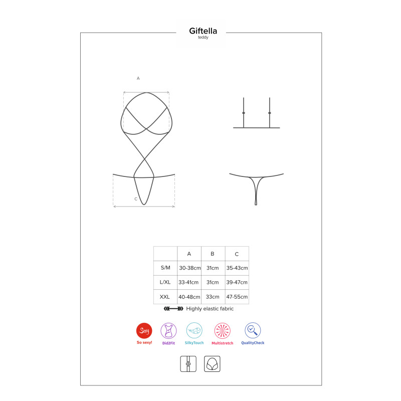 Боди Obsessive Giftella Красный L/XL