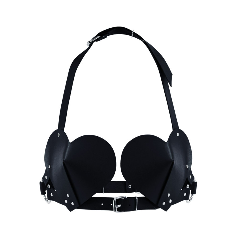 Лиф Сердце из натуральной кожи Feral Feelings - Hearts Bra Black Лиф Сердце из натуральной кожи Feral Feelings - Hearts Bra Black