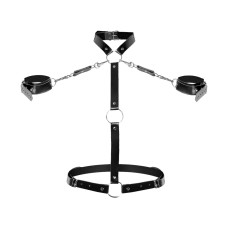 Женская портупея с наручниками Art of Sex - Ursula черная XS-2XL, экокожа