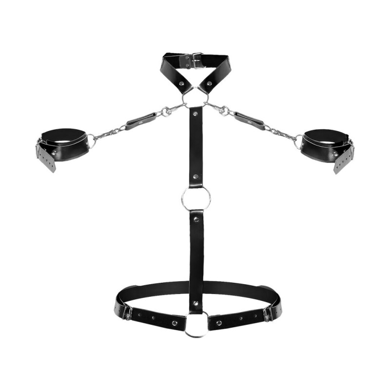 Жіноча портупея з наручниками Art of Sex - Ursula чорна XS-2XL, екошкіра Жіноча портупея з наручниками Art of Sex - Ursula чорна XS-2XL, екошкіра