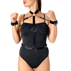 Женская портупея с наручниками Art of Sex - Ursula черная XS-2XL, экокожа
