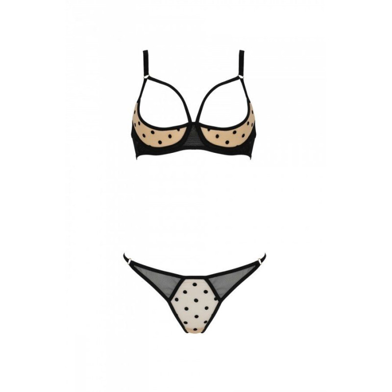 Эротический комплект Passion MARINA SET WITH OPEN BRA, L/XL, beige, открытые чашки Эротический комплект Passion MARINA SET WITH OPEN BRA, L/XL, beige, открытые чашки