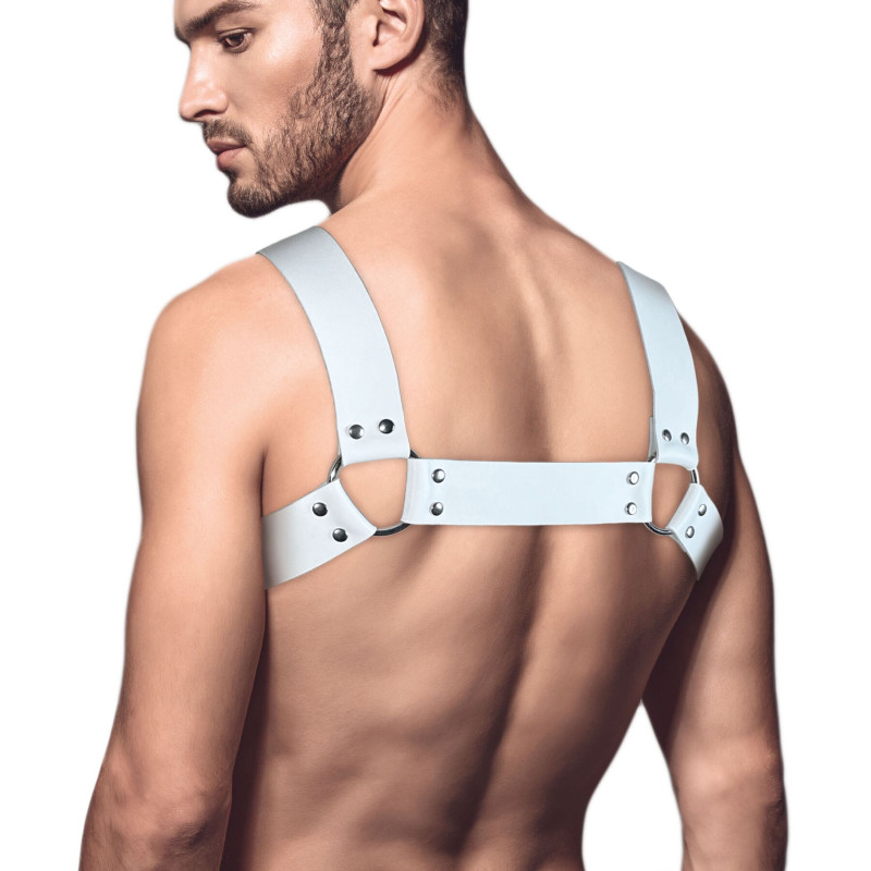 Мужская портупея на грудь из натуральной кожи Feral Feelings - Bulldog Harness White Мужская портупея на грудь из натуральной кожи Feral Feelings - Bulldog Harness White
