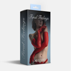 Рукавички довгі сітка Feral Feelings - Long Glover L, червоні