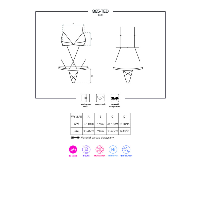 Боди Obsessive 865-TED-1 Черный S/M