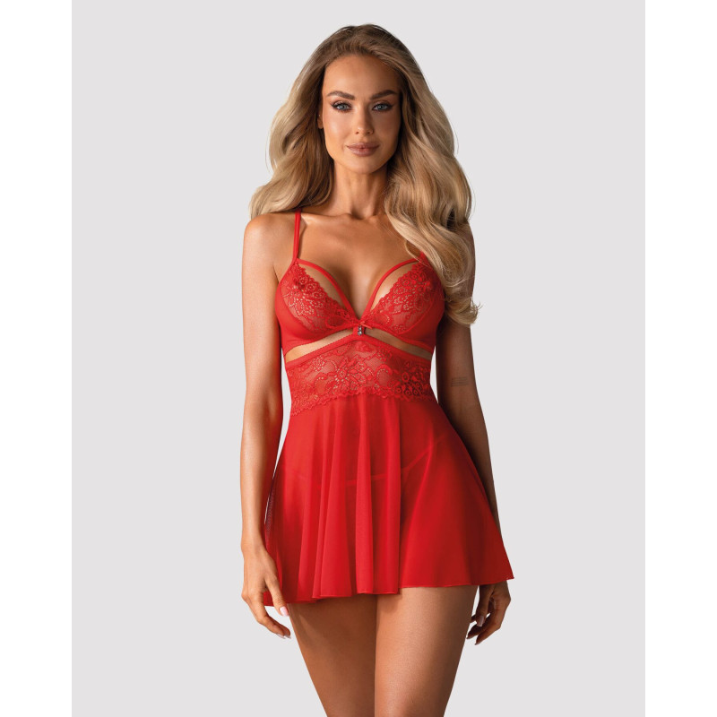 Бэби-долл Obsessive 838-BAB-3 babydoll & thong red L/XL Бэби-долл Obsessive 838-BAB-3 babydoll & thong red L/XL