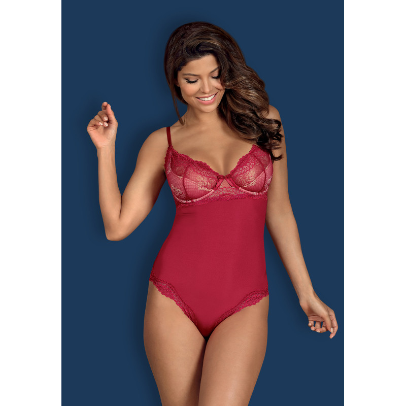 Боди Obsessive Rosalyne Красный S/M