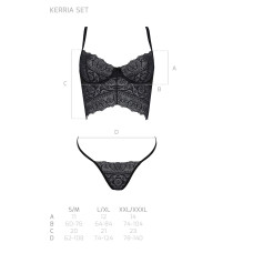 Комплект Passion KERRIA SET black, XXL/XXXL сітка+мереживо, бюстьє та стрінги