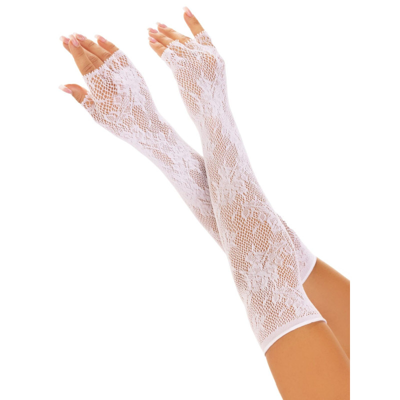 Мітенки Leg Avenue Lace Opera Length Fingerless Gloves White Мітенки Leg Avenue Lace Opera Length Fingerless Gloves White