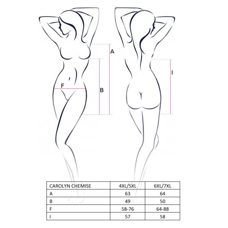 Платье-сорочка большого размера Passion CAROLYN CHEMISE 6XL/7XL Черное Платье-сорочка большого размера Passion CAROLYN CHEMISE 6XL/7XL Черное