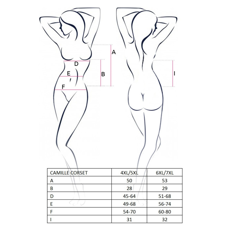 Красивый Корсет Passion с белым кружевом CAMILLE CORSET 4XL/5XL Черный