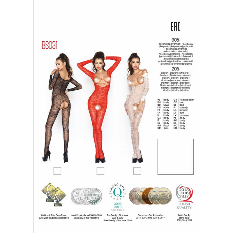 Бодістокінг Passion BS031 S/XL Білий Бодістокінг Passion BS031 S/XL Білий